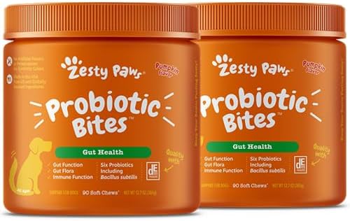 Zesty Paws Probiotics for Dogs - Gut Health Soft Chews, Pumpkin, 90 Ct