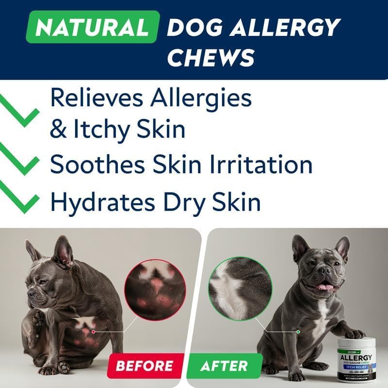 STRELLALAB Dog Allergy & Itching Relief - Skin&Coat Support Chews w/Omega 3