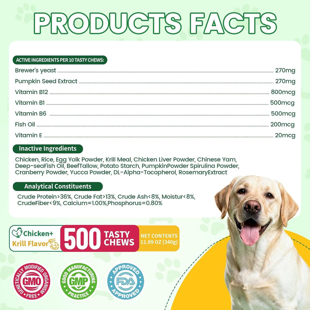 Flea and Tick Prevention for Dogs, 500 Tasty Chicken Flavor Soft Chews