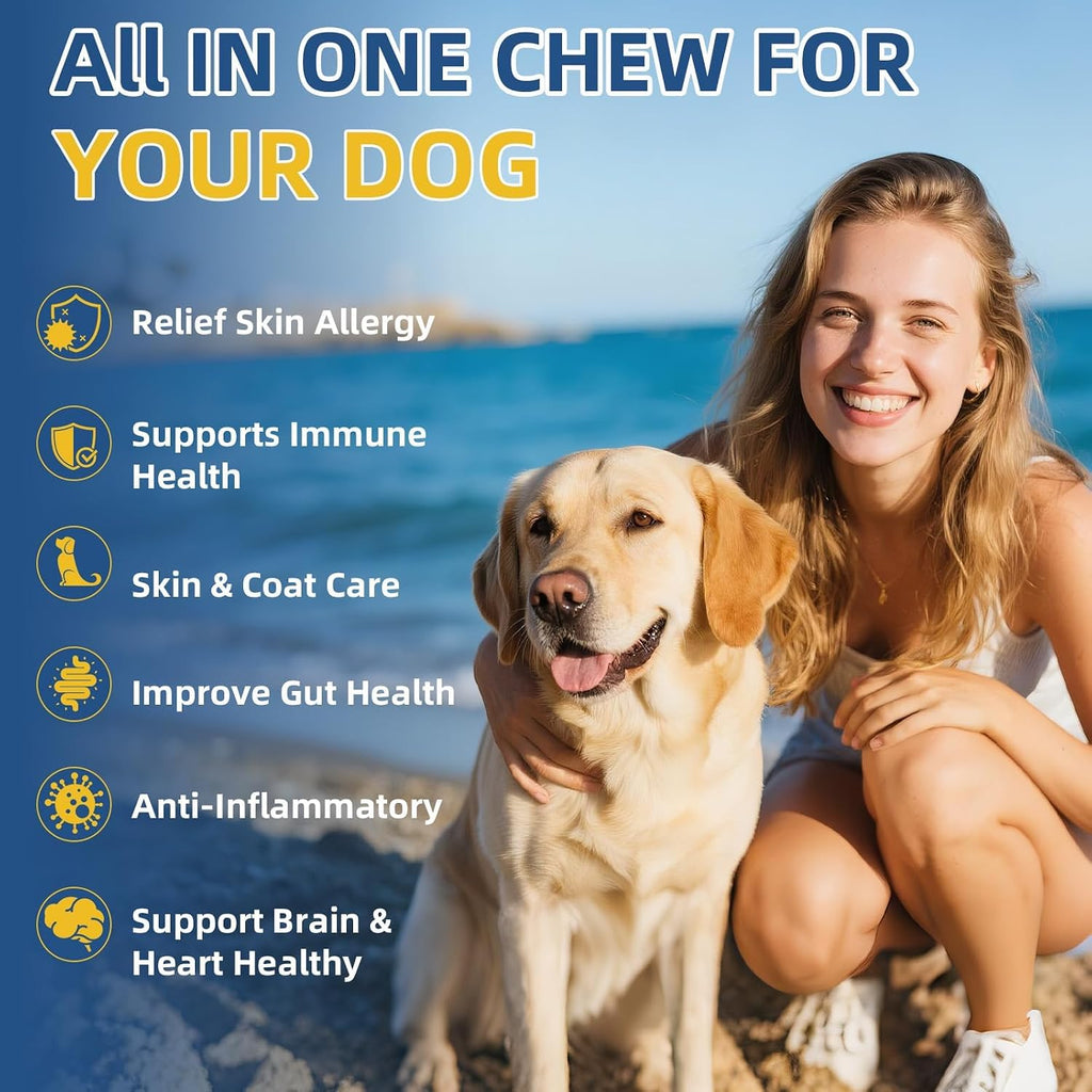 Dog Allergy Relief Chew for Skin Itch & Immune Support 120 Counts/ 8.47 OZ