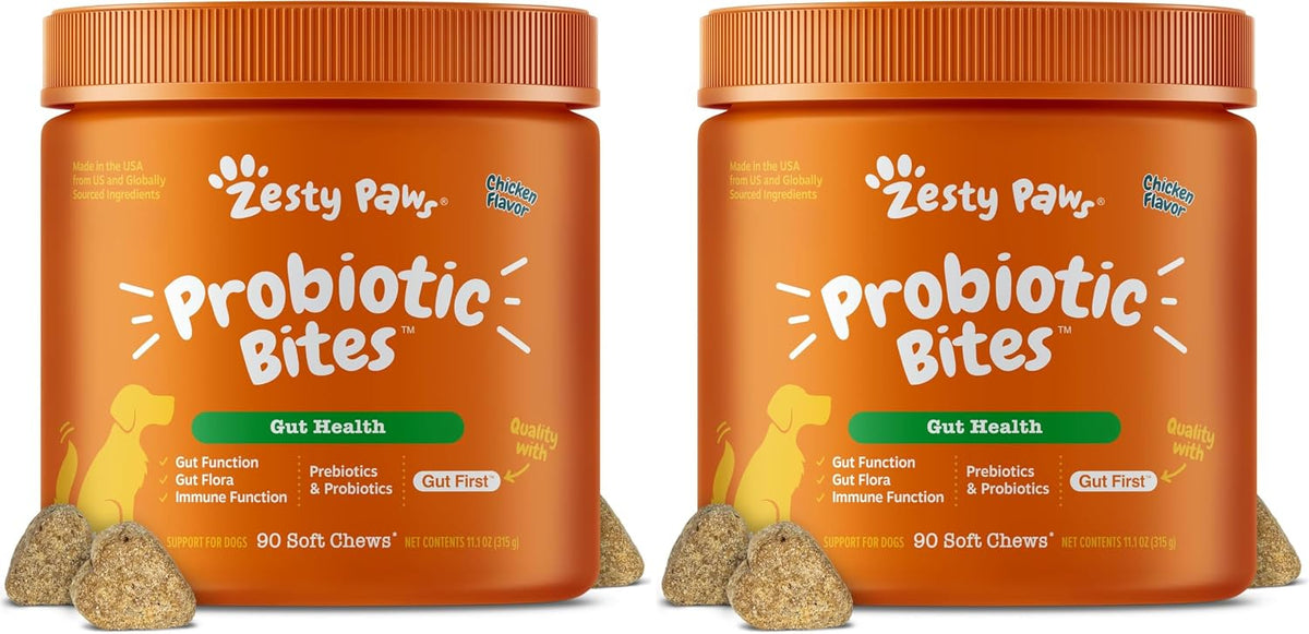 Zesty Paws Probiotics for Dogs - Gut Health Soft Chews, Pumpkin, 90 Ct