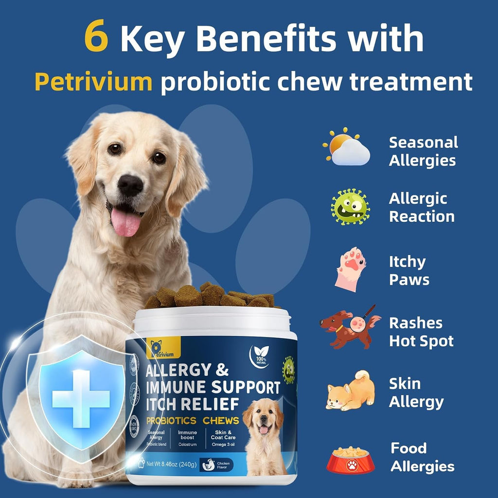 Dog Allergy Relief Chew for Skin Itch & Immune Support 120 Counts/ 8.47 OZ