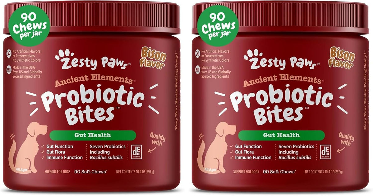 Zesty Paws Probiotics for Dogs - Gut Health Soft Chews, Pumpkin, 90 Ct