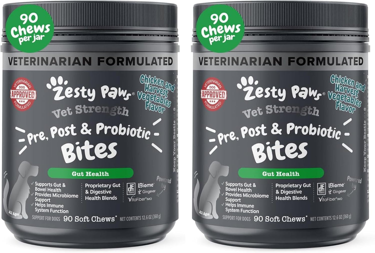Zesty Paws Probiotics for Dogs - Gut Health Soft Chews, Pumpkin, 90 Ct
