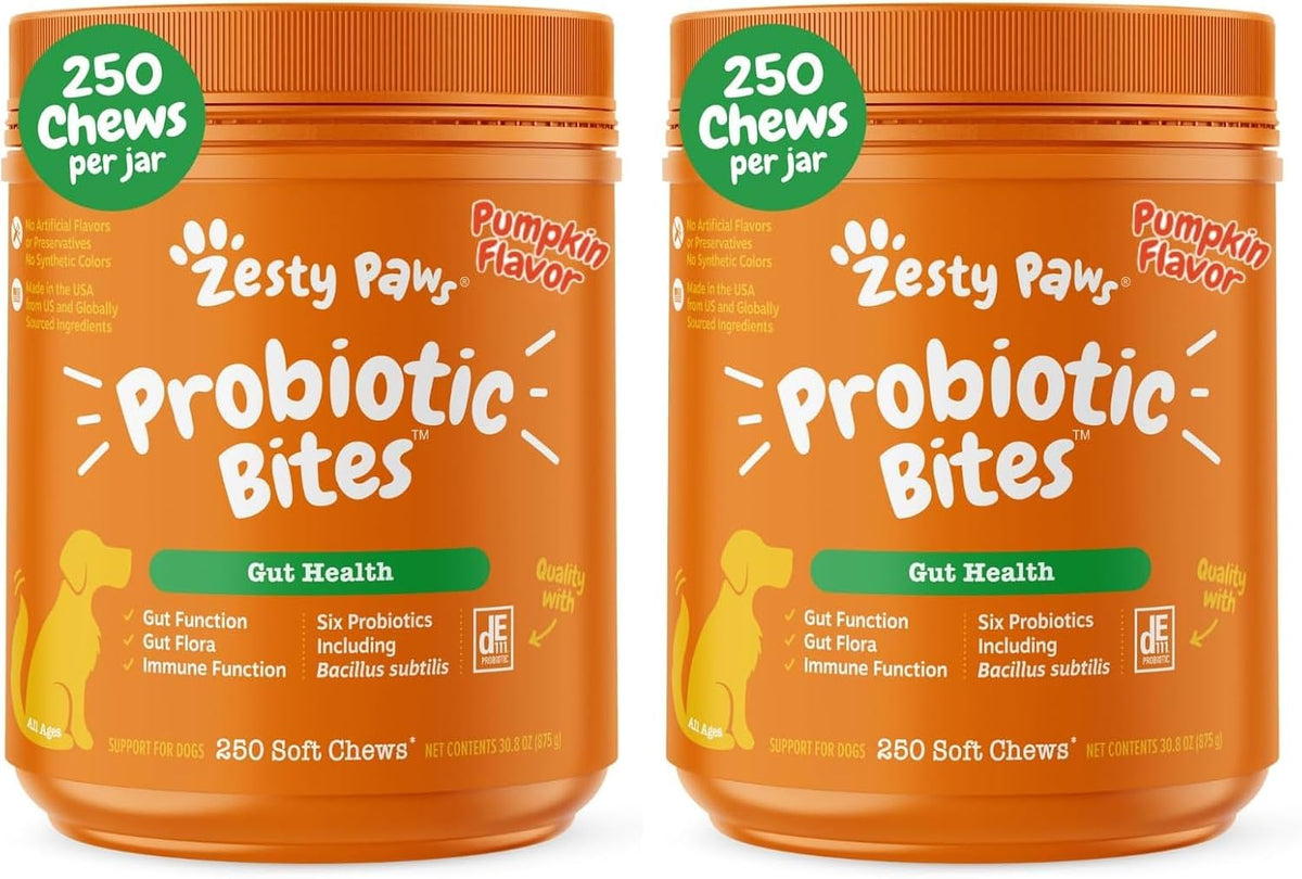 Zesty Paws Probiotics for Dogs - Gut Health Soft Chews, Pumpkin, 90 Ct