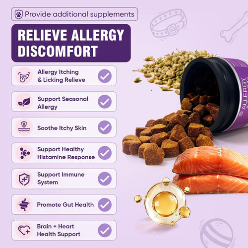 Dog Allergy Chews 200ct - Aller Immune Relief for Itchy Skin, Chicken Bites