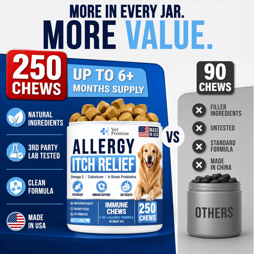 Dog Allergy Relief Chews - Skin Health & Anti-Itch Supplement with Omega-3