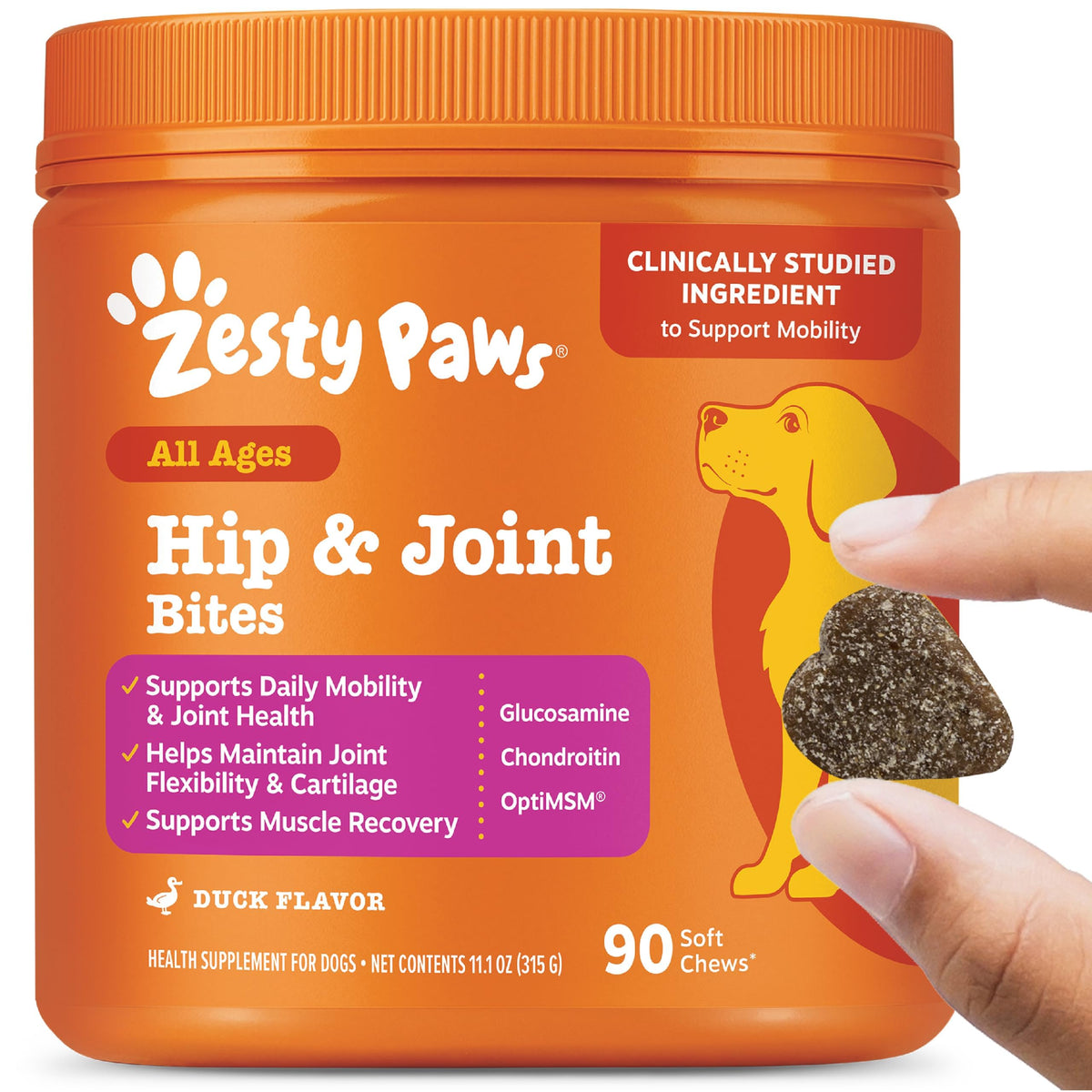 Zesty Paws Glucosamine for Dogs - Dog Joint Supplement, Bacon, 90 Ct