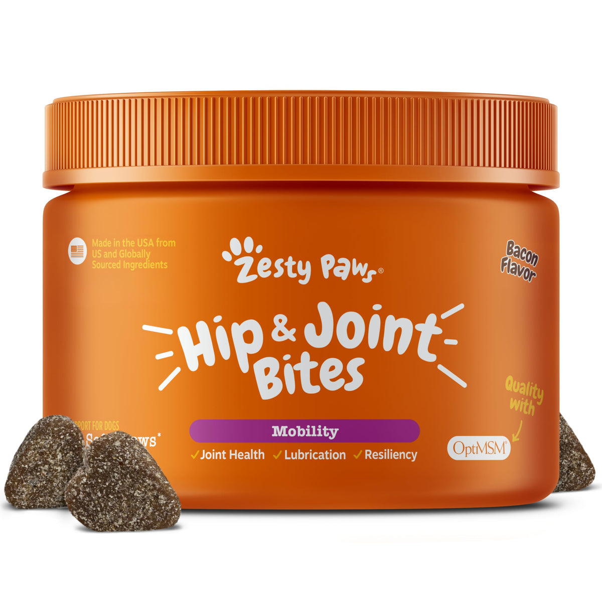 Zesty Paws Glucosamine for Dogs - Dog Joint Supplement, Bacon, 90 Ct