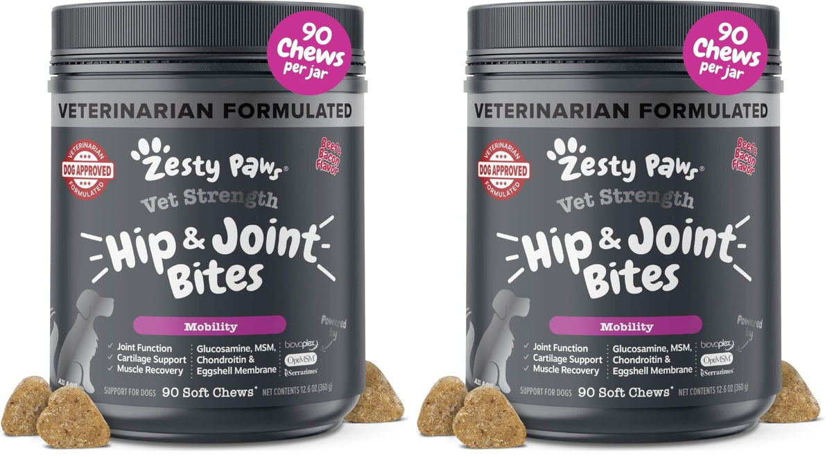 Zesty Paws Glucosamine for Dogs - Dog Joint Supplement, Bacon, 90 Ct