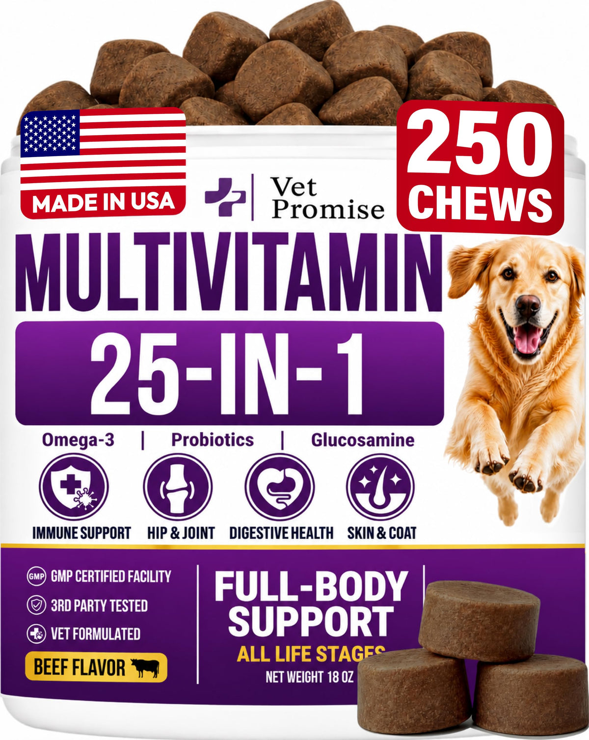 Dog Allergy Relief Chews - Skin Health & Anti-Itch Supplement with Omega-3