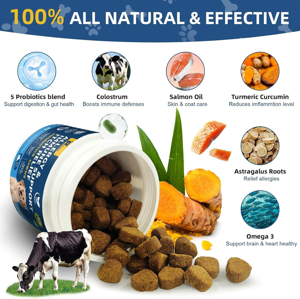 Dog Allergy Relief Chew for Skin Itch & Immune Support 120 Counts/ 8.47 OZ