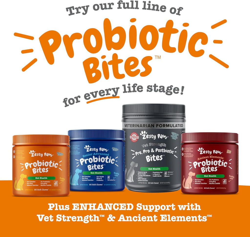 Zesty Paws Probiotics for Dogs - Gut Health Soft Chews, Pumpkin, 90 Ct