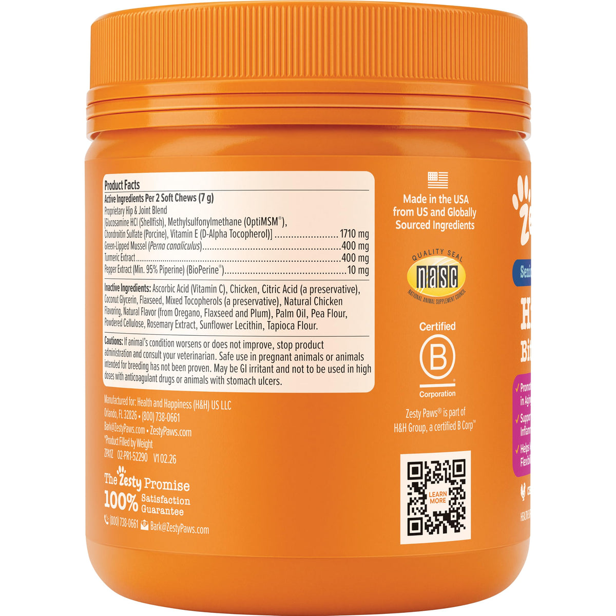 Zesty Paws Glucosamine for Dogs - Dog Joint Supplement, Bacon, 90 Ct