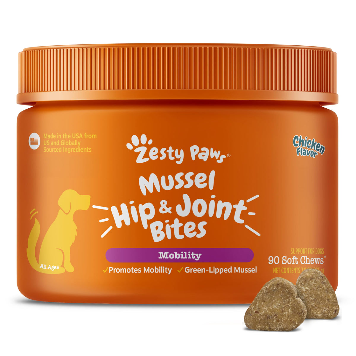 Zesty Paws Glucosamine for Dogs - Dog Joint Supplement, Bacon, 90 Ct