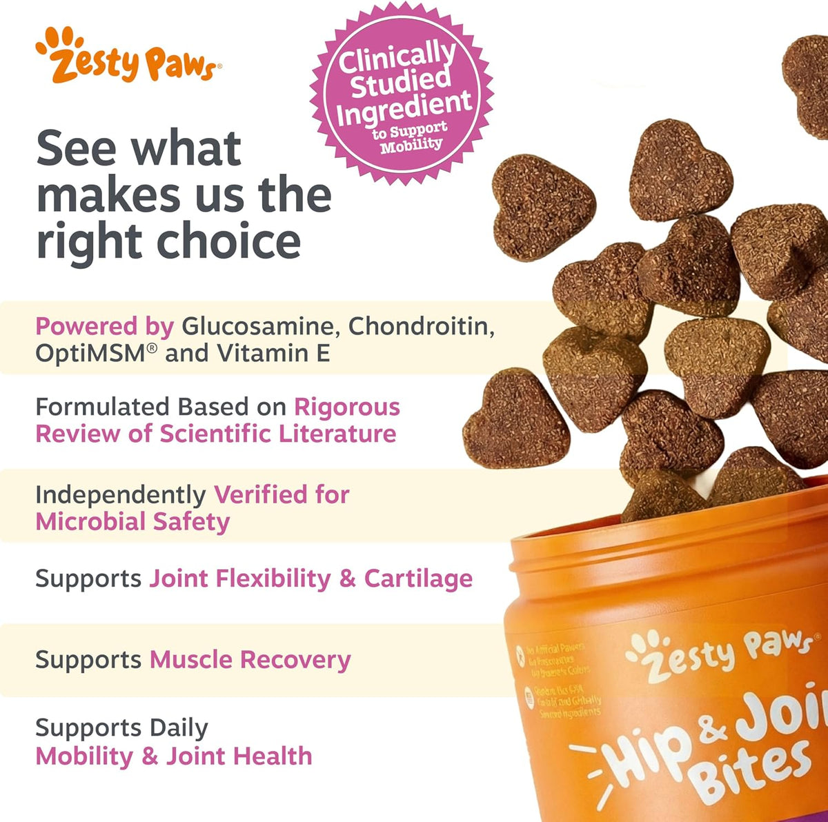 Zesty Paws Glucosamine for Dogs - Dog Joint Supplement, Bacon, 90 Ct