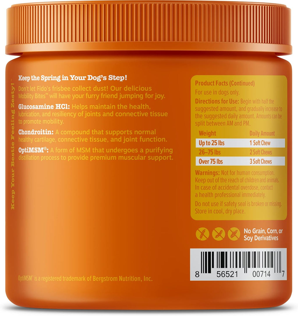 Mobility Bites for Dogs, Hip and Joint, All Ages, Duck, 90 Soft Chews, 12.7 oz (360 g), Zesty Paws Discontinued Listing DO NOT Buy