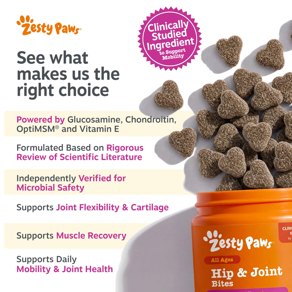 Zesty Paws Glucosamine for Dogs - Dog Joint Supplement, Bacon, 90 Ct