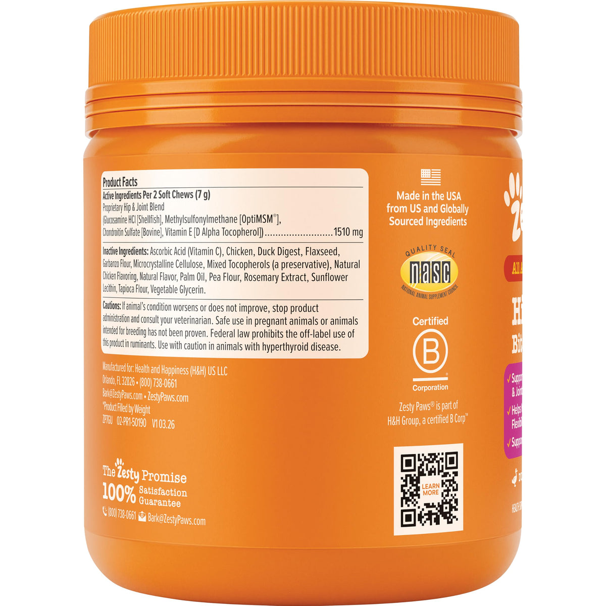 Zesty Paws Glucosamine for Dogs - Dog Joint Supplement, Bacon, 90 Ct