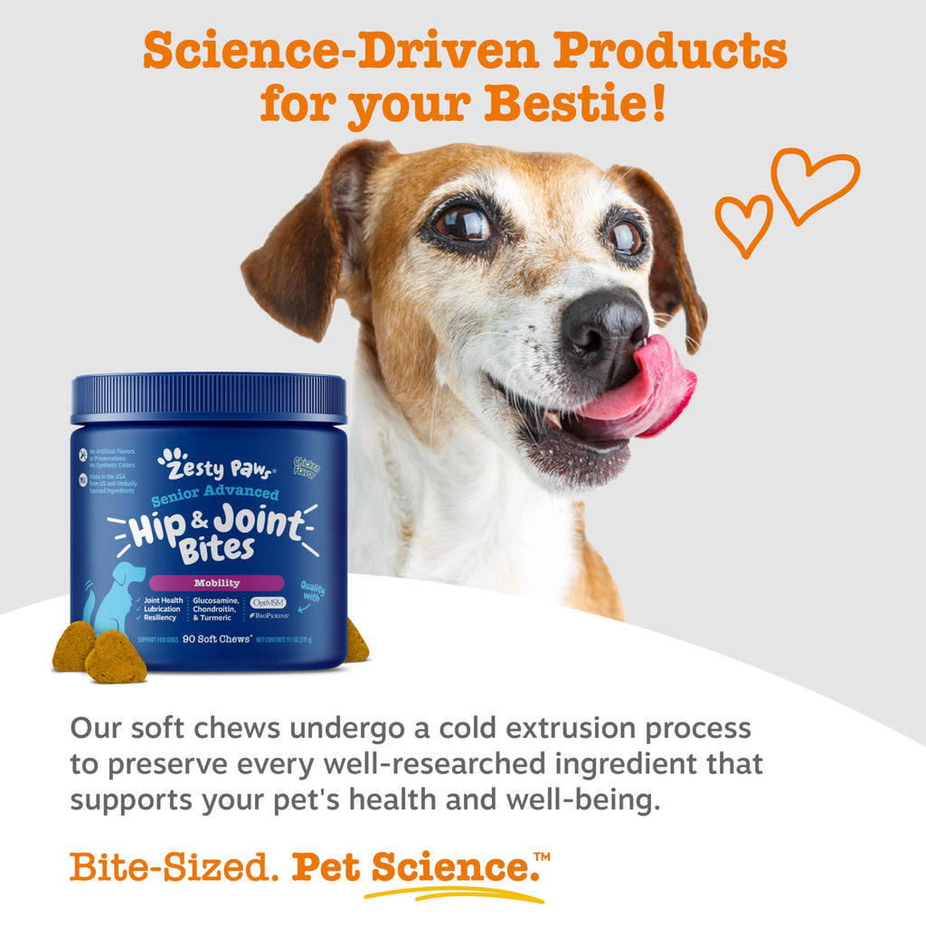 Zesty Paws Glucosamine for Dogs - Dog Joint Supplement, Bacon, 90 Ct