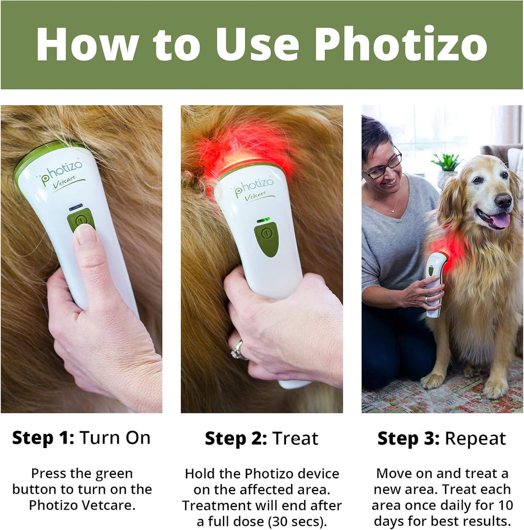 PHOTIZO Vetcare Cold Laser Therapy Device for Dogs and Horses - Effective Red and Infrared Light Therapy for Chronic Pain and Inflammation Relief, for Use on Pets, White