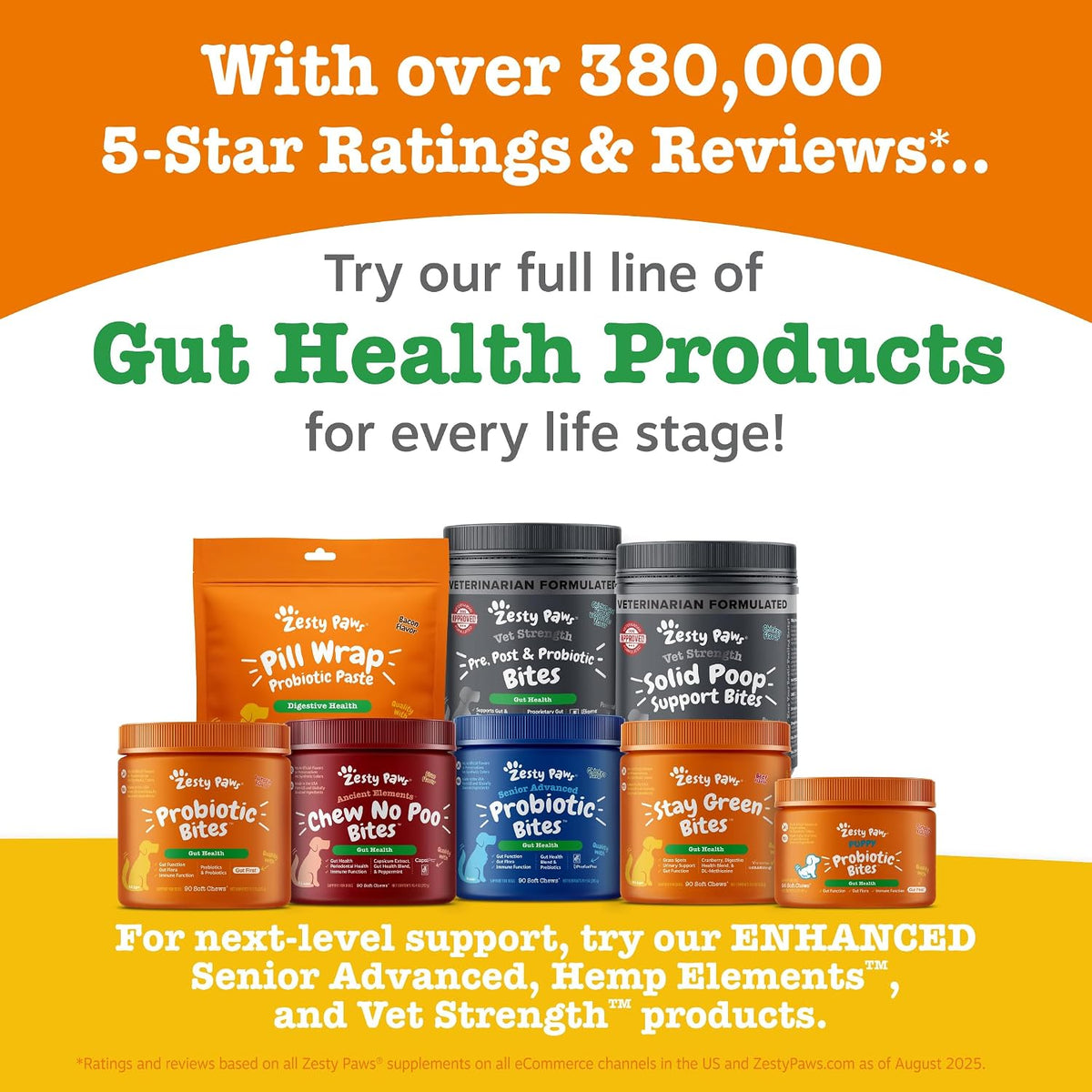 Zesty Paws Probiotics for Dogs - Gut Health Soft Chews, Pumpkin, 90 Ct