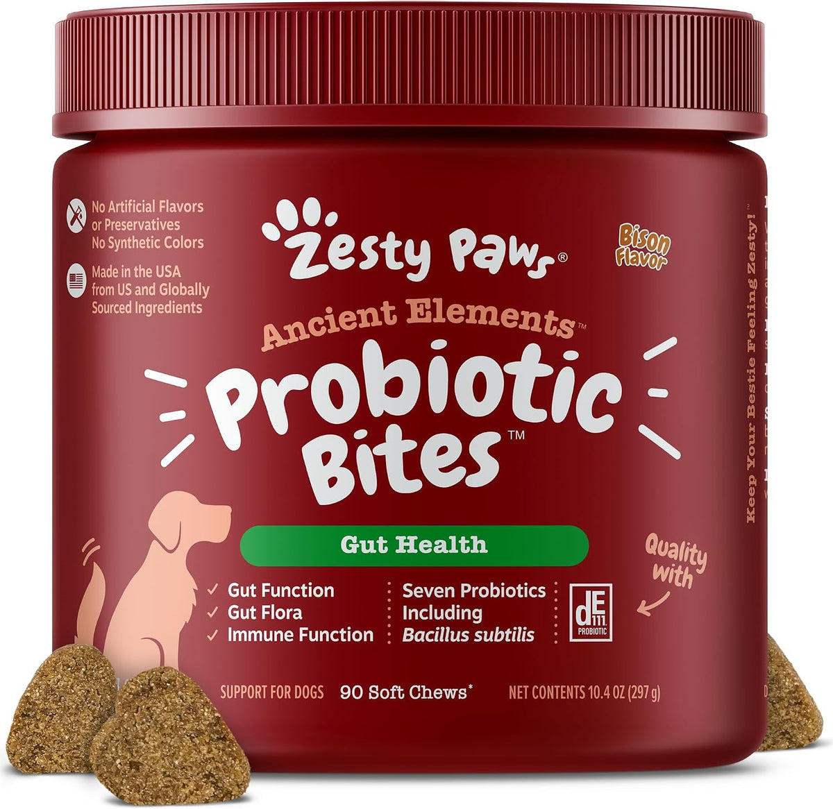 Zesty Paws Probiotics for Dogs - Gut Health Soft Chews, Pumpkin, 90 Ct