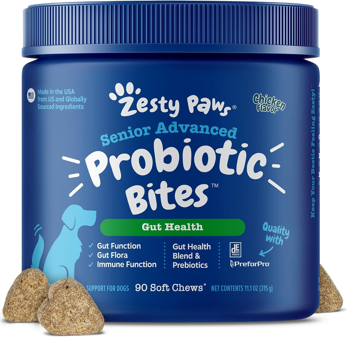Zesty Paws Probiotics for Dogs - Gut Health Soft Chews, Pumpkin, 90 Ct