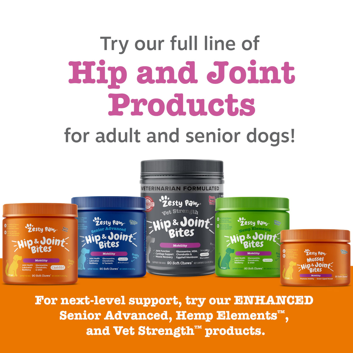 Zesty Paws Glucosamine for Dogs - Dog Joint Supplement, Bacon, 90 Ct
