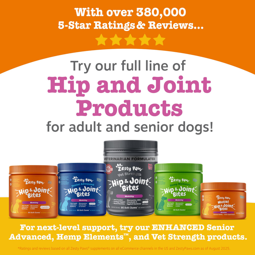 Zesty Paws Glucosamine for Dogs - Dog Joint Supplement, Bacon, 90 Ct