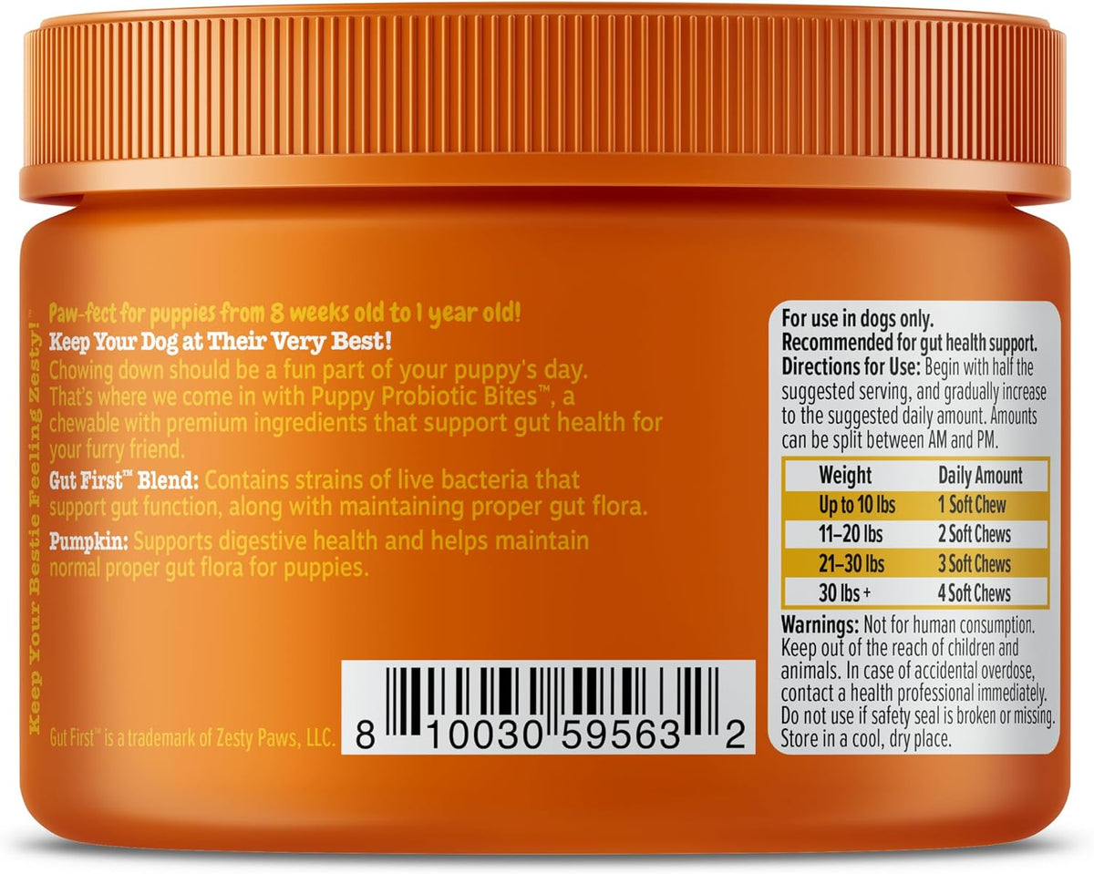 Zesty Paws Probiotics for Dogs - Gut Health Soft Chews, Pumpkin, 90 Ct