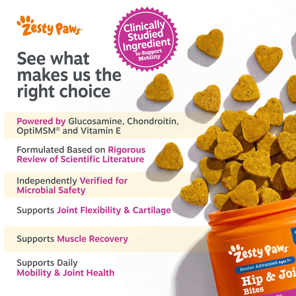 Zesty Paws Glucosamine for Dogs - Dog Joint Supplement, Bacon, 90 Ct