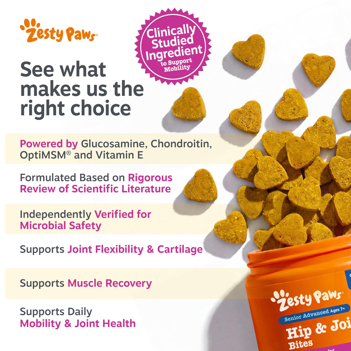 Zesty Paws Glucosamine for Dogs - Dog Joint Supplement, Bacon, 90 Ct