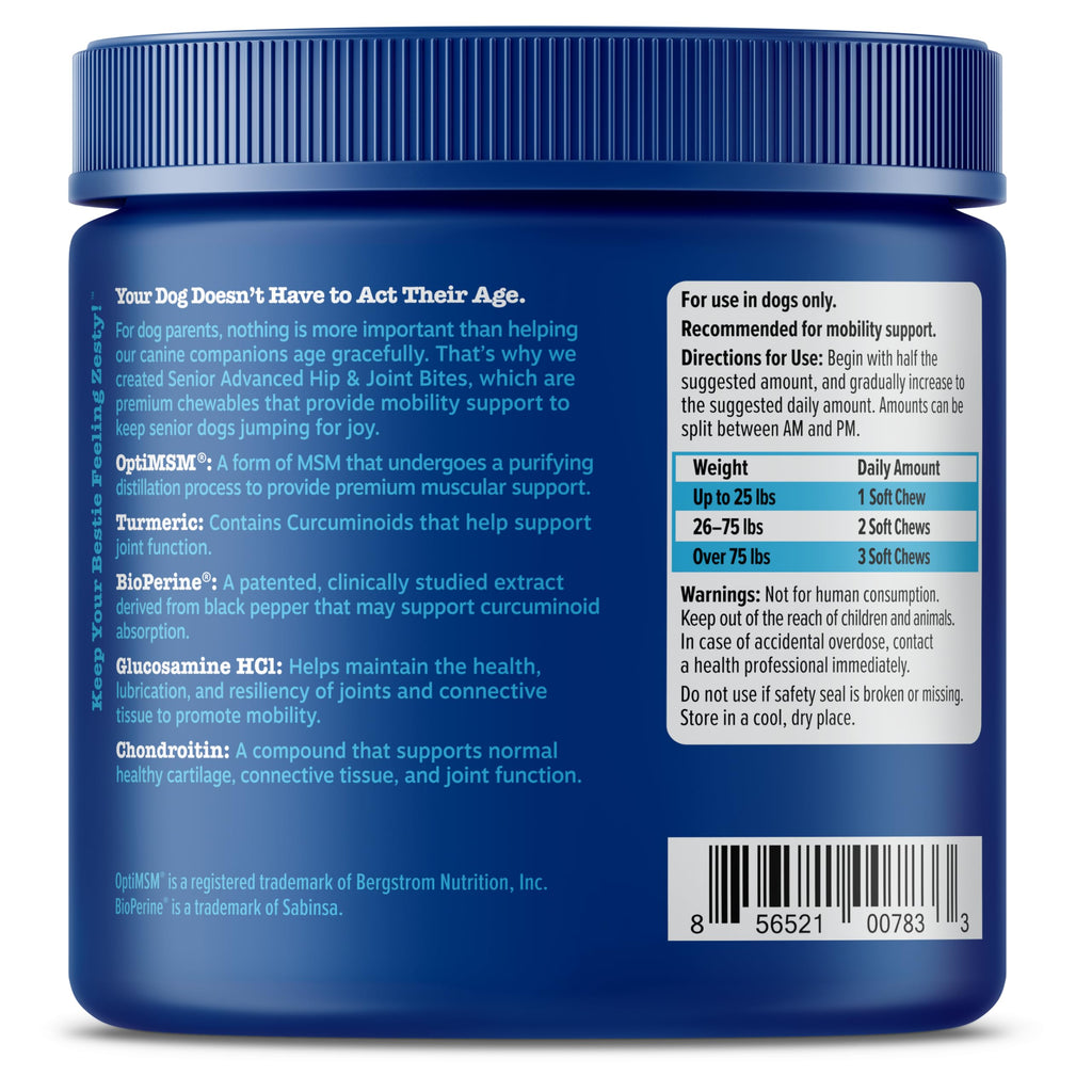 Zesty Paws Glucosamine for Dogs - Dog Joint Supplement, Bacon, 90 Ct