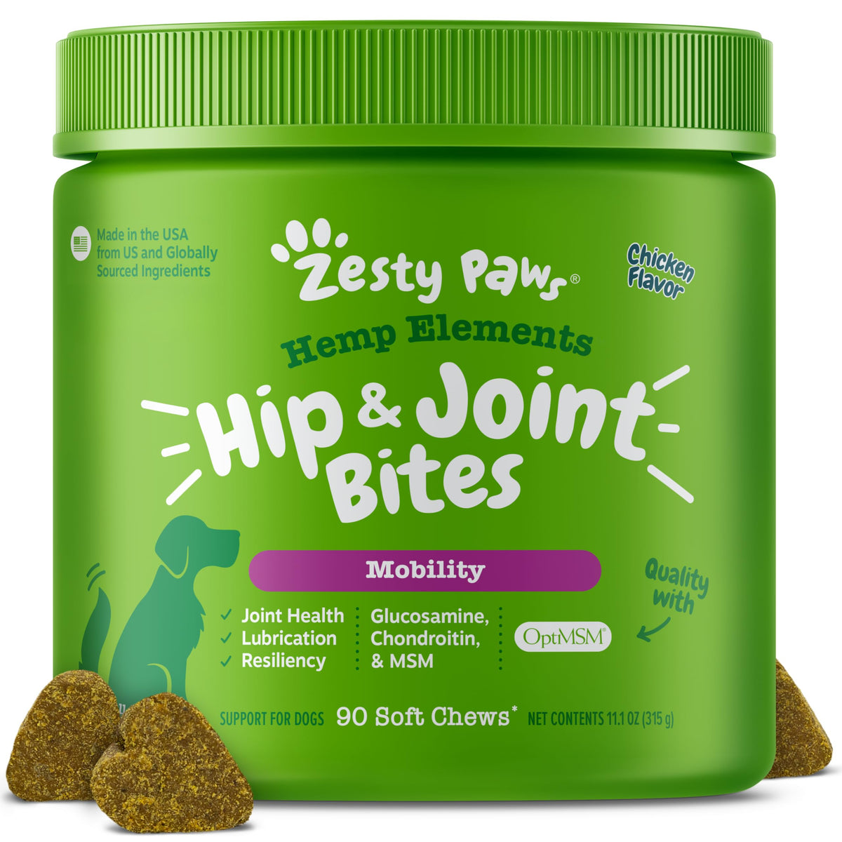 Zesty Paws Glucosamine for Dogs - Dog Joint Supplement, Bacon, 90 Ct