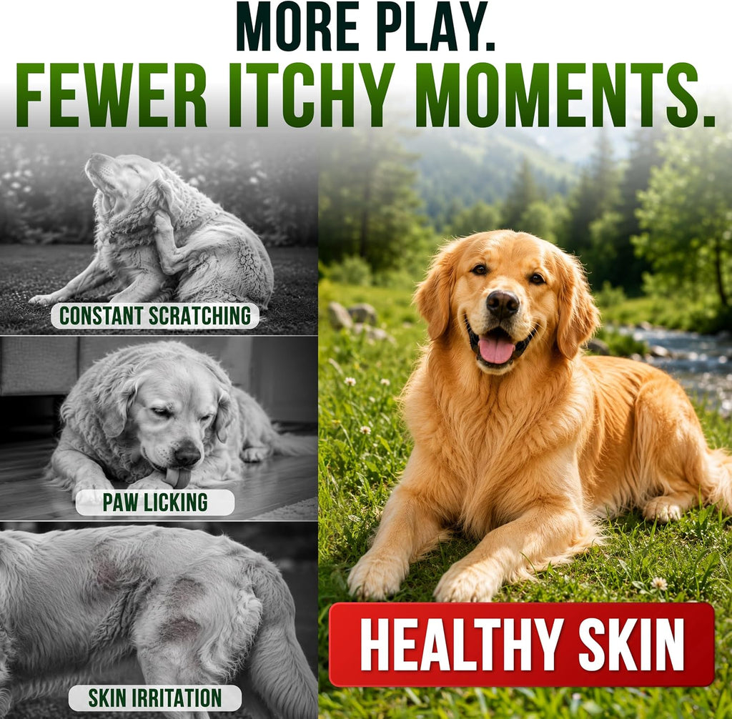 Dog Allergy Relief Chews - Skin Health & Anti-Itch Supplement with Omega-3
