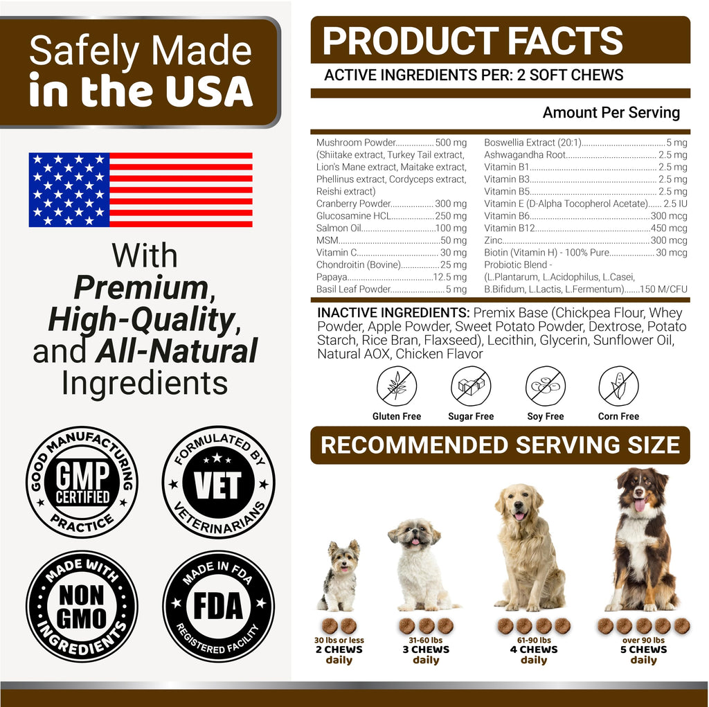 Dog Allergy Relief Chews - 240 Immune Treats, Dog Itching Skin Relief Pills