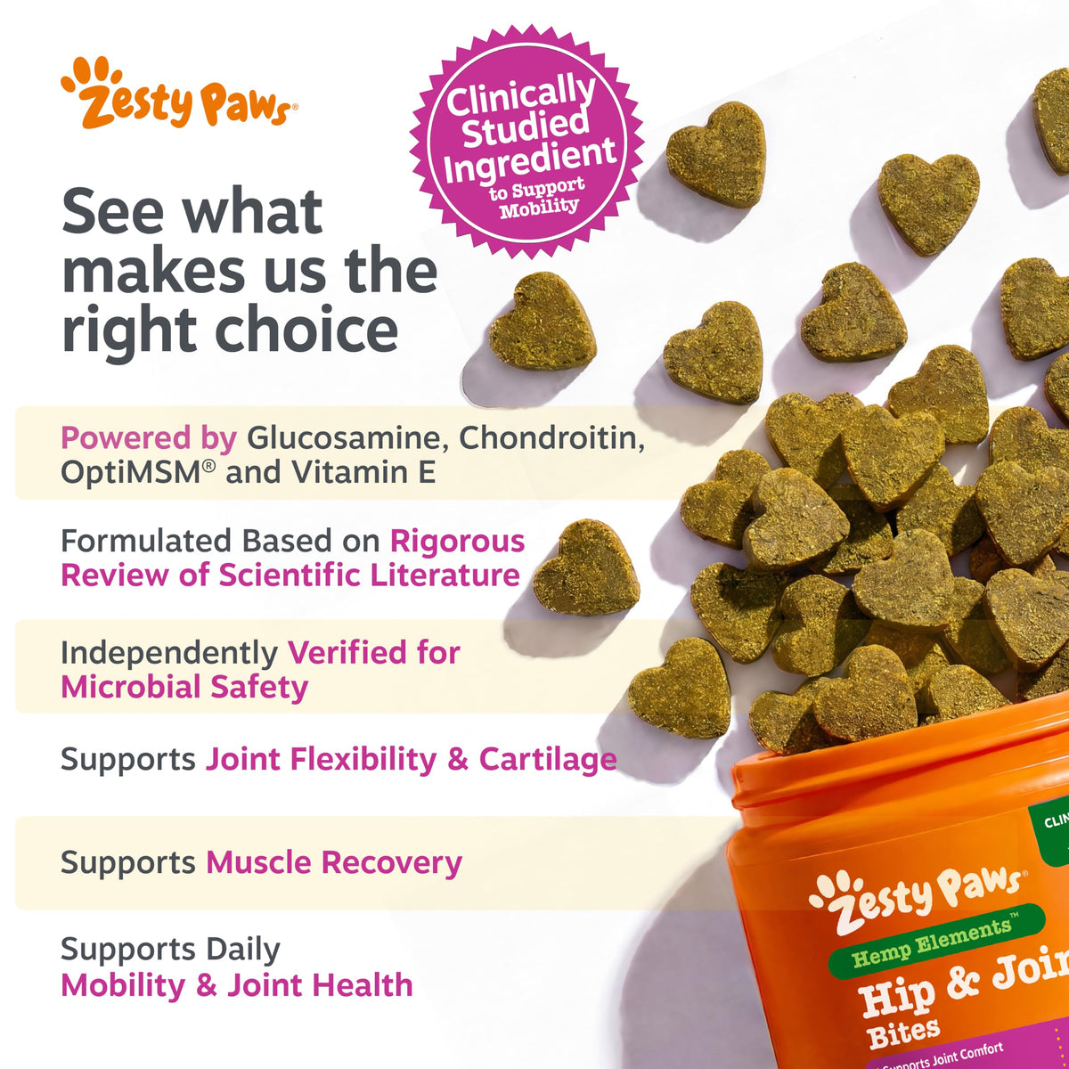 Zesty Paws Glucosamine for Dogs - Dog Joint Supplement, Bacon, 90 Ct
